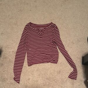 Striped Maroon Long Sleeve Top